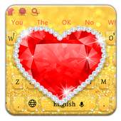 Shiny beautiful love diamond gold keyboard theme 10001001