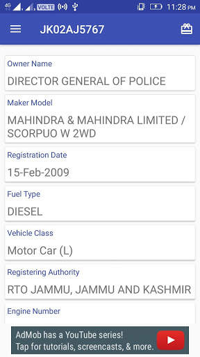 RTO Vehicle Registration Details - Vahan Info screenshot 3