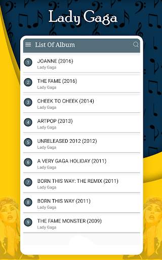 Music Player - Lady Gaga All Songs Lyrics screenshot 2