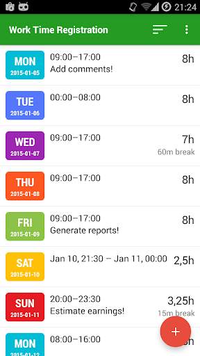Work Time Registration screenshot 1