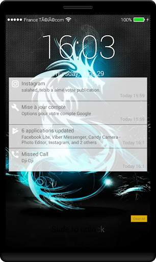 Dragon Lock Screen - Notification ON screenshot 1