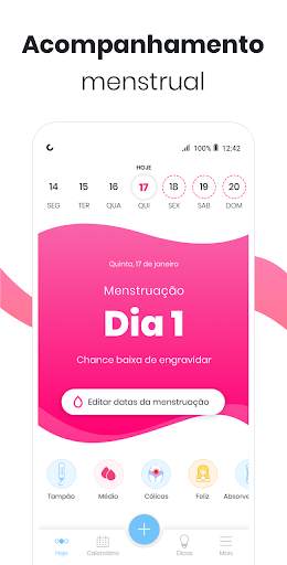 Calendário menstrual MIA - Ovulação e menstruação screenshot 1