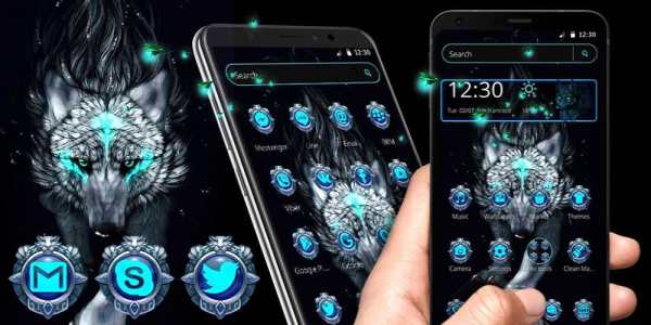 Blue Wild Thunder Wolf Theme скриншот 4