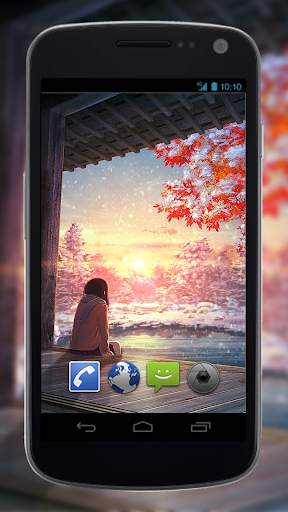 Anime Girl Winter Sunset Live Wallpaper screenshot 2