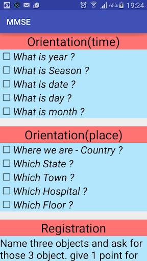 Mini Mental state exam screenshot 1