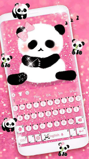Cute Panda Pink Keyboard 1 تصوير الشاشة