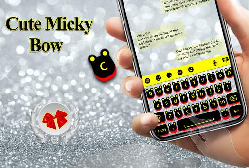 Cute Mickey Bow Keyboard Theme screenshot 1