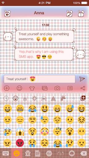 Cute Bunny Emoji Keyboard Skin screenshot 2