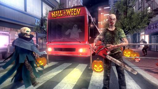 Halloween Monster City Bus: Night Racing Sim 2018 screenshot 2