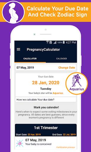 Pregnancy calculator, duedate screenshot 1