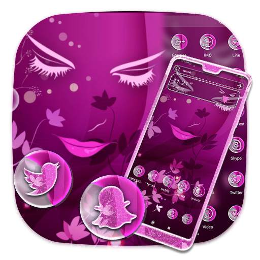 Pink Girly Face Launcher Theme 1.0