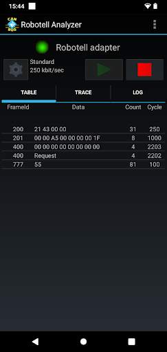 Robotell CAN bus Analyzer screenshot 3