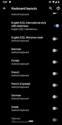 US-International External Keyboard Layout 2 تصوير الشاشة