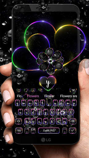 Violet Neon Black Flower Keyboard 1 تصوير الشاشة
