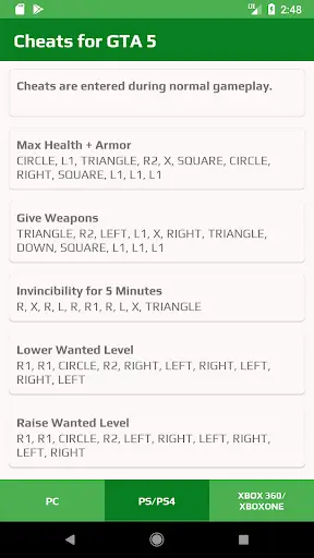 Cheats For Grand Theft 5 screenshot 2