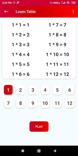Table By Games (Multiplication Tables) screenshot 2