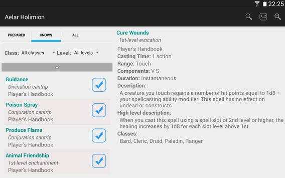 Fifth Edition Spell List Free screenshot 11