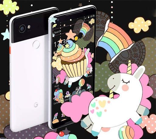 Black Cartoon Cute Unicorn Theme screenshot 3