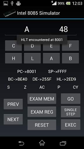 Intel 8085 Simulator screenshot 5
