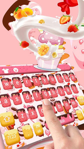 Pink ice cream fruit keyboard स्क्रीनशॉट 2