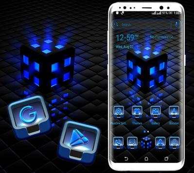 Blue Lighting Cube Launcher Theme screenshot 1