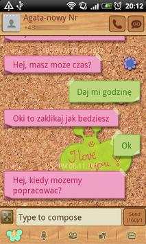 GO SMS Sweet Pinboard Theme 1 تصوير الشاشة