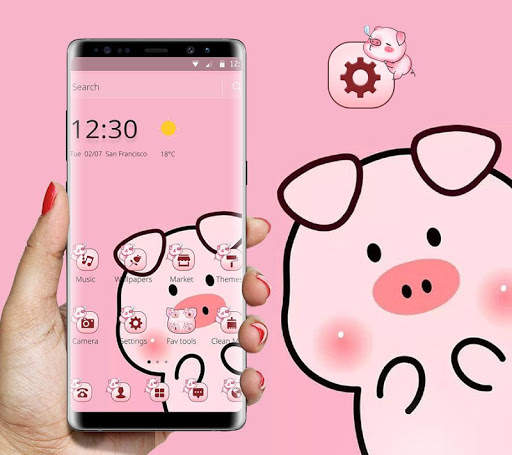 Pink Cute Cartoon Piggy Theme 3 تصوير الشاشة