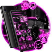 Neon purple car theme icon