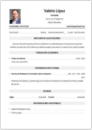 Curriculum Vitae en español screenshot 8