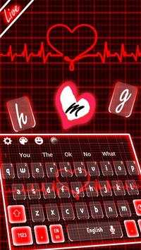 Live 3D Neon Red Heart Keyboard Theme screenshot 3