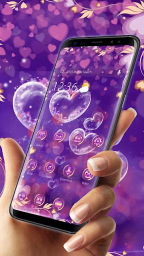 Purple Love Flower- APUS Launcher Free Theme screenshot 2