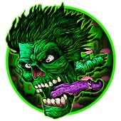 Green Zombie Skull Graffiti 10001004