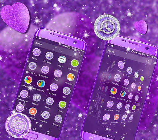 Purple Glitter Launcher Theme screenshot 3