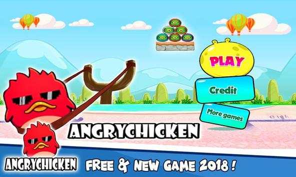 Angry Chicken Knock Down - Hungry Birds Slingshot स्क्रीनशॉट 1