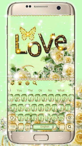 Beautiful Rose Diamond Butterfly Keyboard Theme screenshot 1