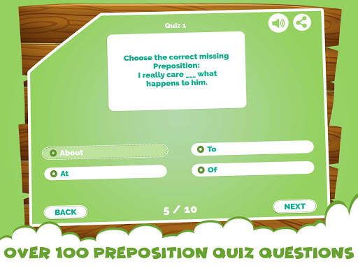 Learning Prepositions Quiz App screenshot 1