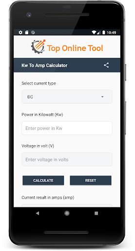 Kw to Amps Calculator- Free Online Converter screenshot 1
