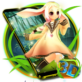 Cute Bunny Girl Forest 3D Theme icon