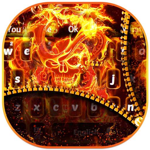 Burning Dragon Skull Zipper Keyboard 10001002