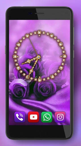 Roses Purple Clock Live Wallpaper screenshot 2