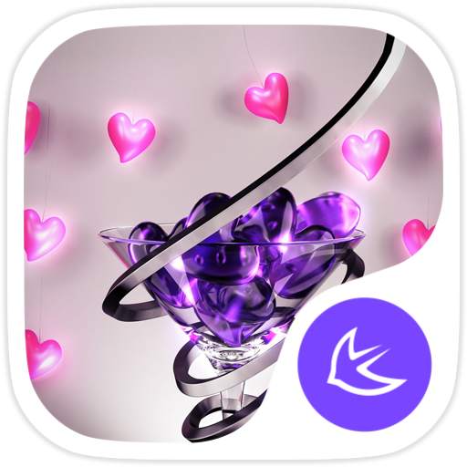 New purple crystal heart APUS launcher free theme 590.0.1001
