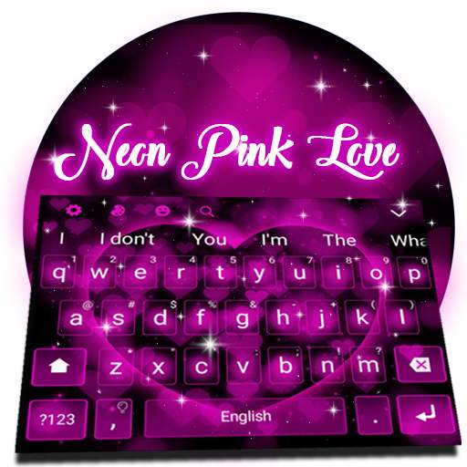 Neon Pink Sparkle Love Keyboard 10001005
