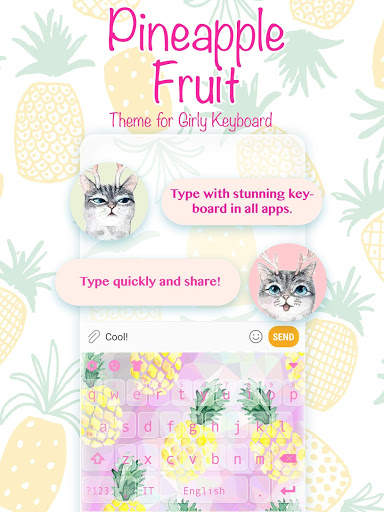 Pineapple Fruit Keyboard Theme for Girls screenshot 1