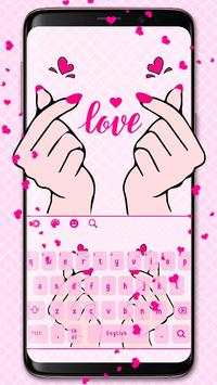 Cute Love Hands Pink Keyboard Theme screenshot 1