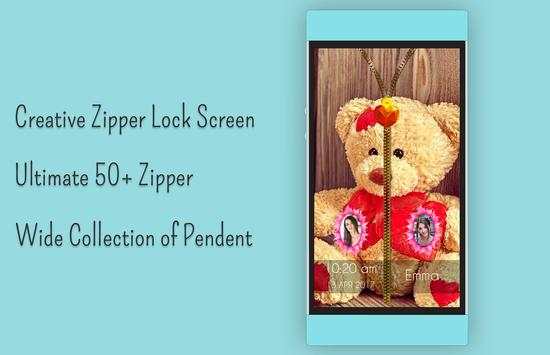 Teddy Bear Zipper Lock Screen screenshot 3