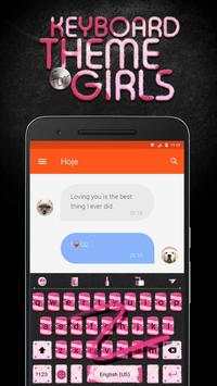 Pink Black Emoji Keyboard Theme for Girls screenshot 4