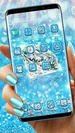 Blue Diamond Azure Bling Shine Launcher Theme screenshot 2