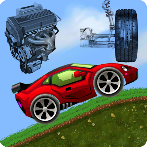Racing on cartoon cars on the hills and mountains icon