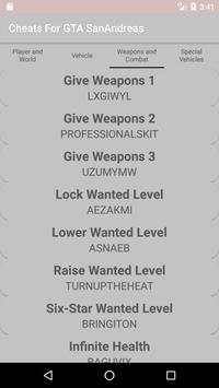 Cheats for GTA San Andreas screenshot 4