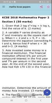 MATHEMATICS K. C. S. E PASTPAPERS & ANSWERS скриншот 2